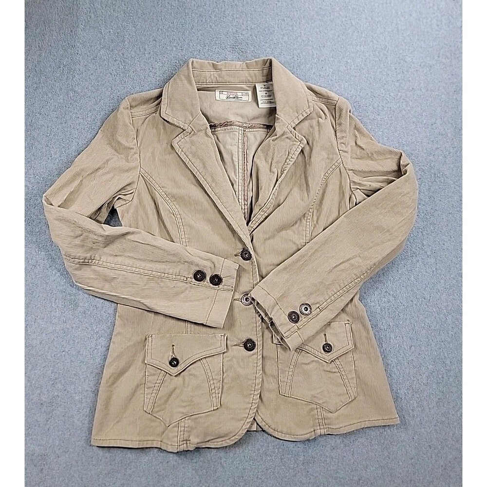Levis Corduroy Jacket‎ Womens M Brown Button Stretch Patch Pockets Notch Boho